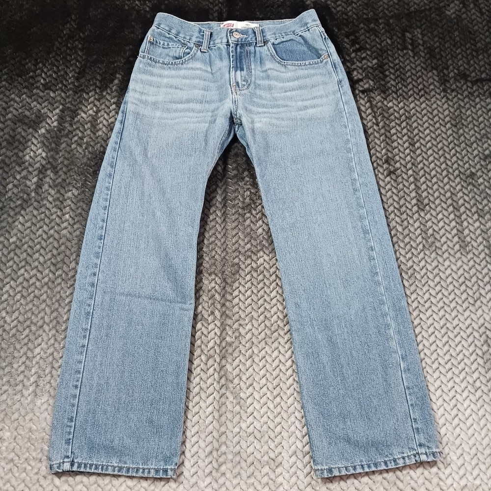 Levi's 505 Jeans Boy 16 Blue Cotton Denim Straight Leg Workwear Whiskered Travel